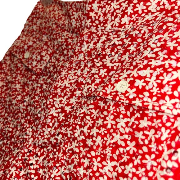 solid & Striped shorts red white laser cut red flower print cotton ADORA… - Picture 4 of 4
